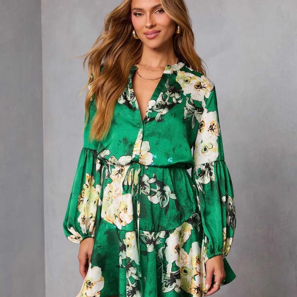 VICI Collection Antique Rose Drawstring Mini Dress